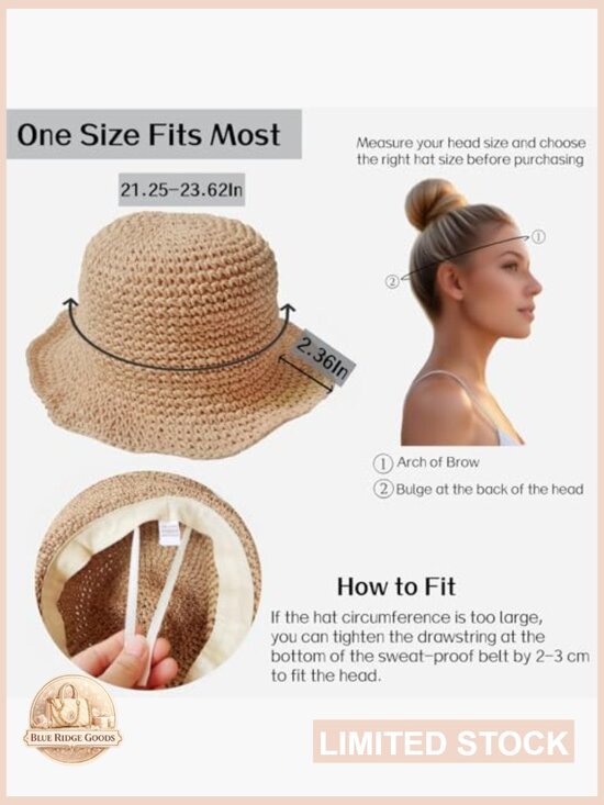 Straw Beach Sun Hat Foldable Packable Floppy Handmade Crochet Wide Brim main image 7